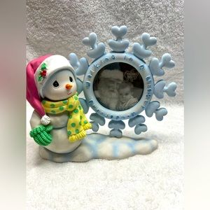 PRECIOUS MOMENTS 714002 SNOWMAN AND SNOWFLAKE  Picture FRAME Christmas
